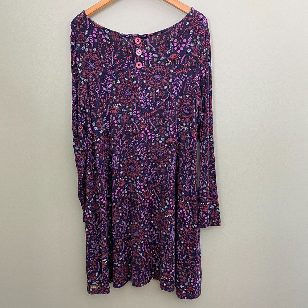 Matilda Jane Floral Dress Long Sleeve Knee Length Womens Large Purple Stretch - Picture 5 of 12